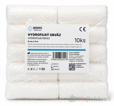 BIOMIC Obväz hydrofilný nesterilný 8 cm x 5 m 10 ks