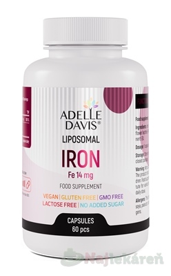 Adelle Davis Liposomal IRON železo 14 mg 60 kapsúl