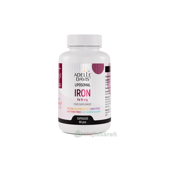 Adelle Davis Liposomal IRON železo 14 mg 60 kapsúl