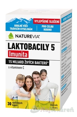 Swiss NatureVia LAKTOBACILY "5" Imunita s vitamínom C 30 kapsúl
