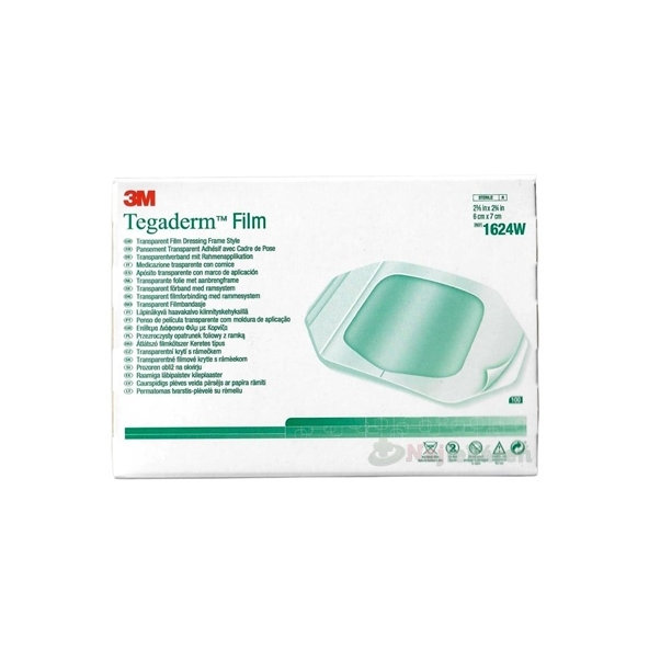 3M Tegaderm Film 1624W transparentné krytie s rámom 6 cm x 7 cm 100 ks