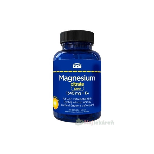 GS Magnesium citrate pure 1340 mg + B6 70 + 30 tabliet