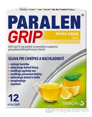 PARALEN GRIP horúci nápoj citrón 12 vrecúšok