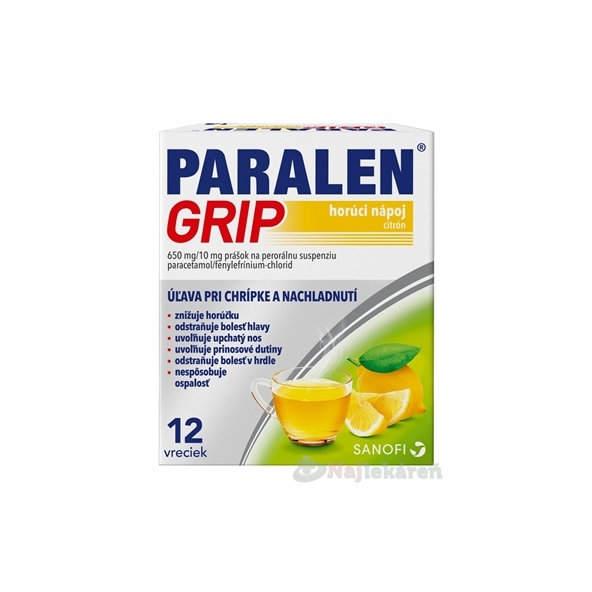 PARALEN GRIP horúci nápoj citrón 12 vrecúšok