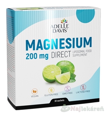 Adelle Davis Liposomal Magnesium Direct 200 mg limetka 30 vrecúšok