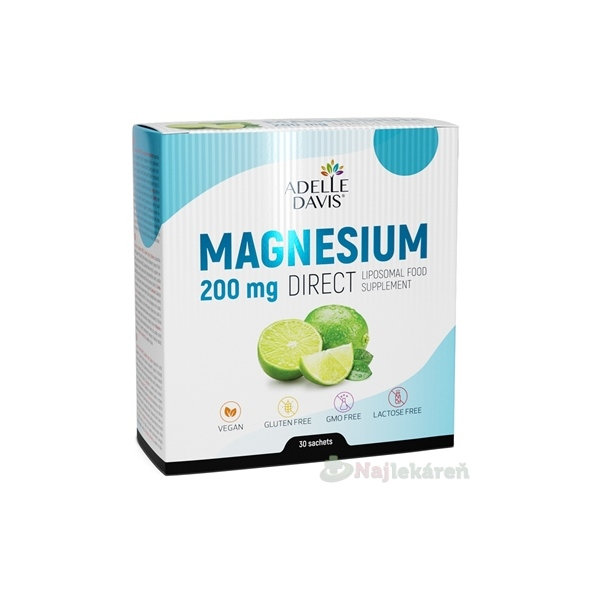 Adelle Davis Liposomal Magnesium Direct 200 mg limetka 30 vrecúšok