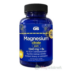 GS Magnesium citrát pure 1340 mg + B6 Darček 70 + 40 tabliet navyše