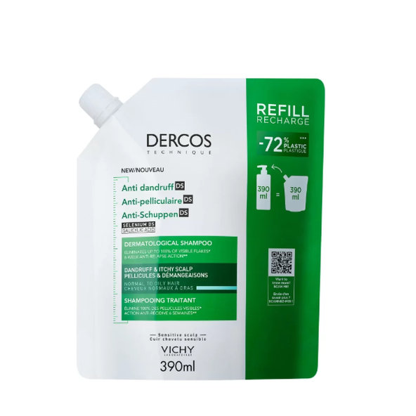 VICHY Dercos náhradná náplň šampón proti mastným lupinám 390ml