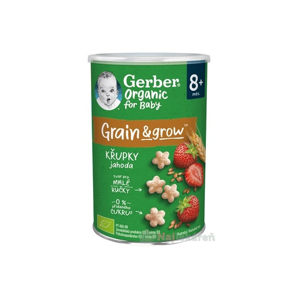 Gerber Organic CHRUMKY Pšeničné jahoda 8m+ 35g