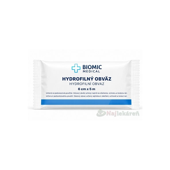 BIOMIC Obväz hydrofilný sterilný 6 cm x 5 m
