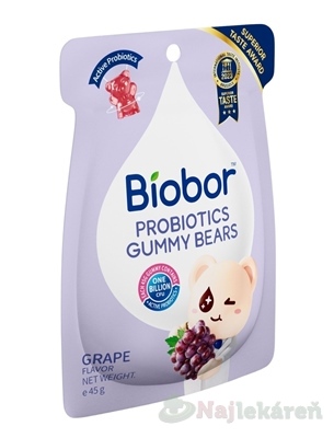 Biobor PROBIOTICS želé medvedíky hroznová príchuť 45g