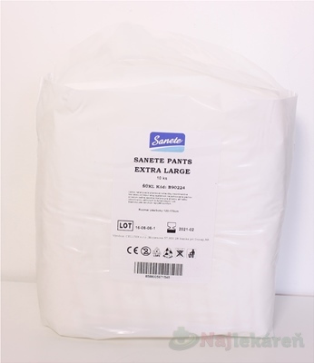 Sanete Pants inkontinenčné nohavičky XL savosť 1350 ml 10 ks kúpite na Najlekaren.eu