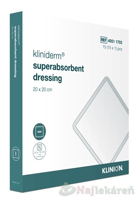E-shop Kliniderm superabsorbent dressing krytie 20x20cm 15ks