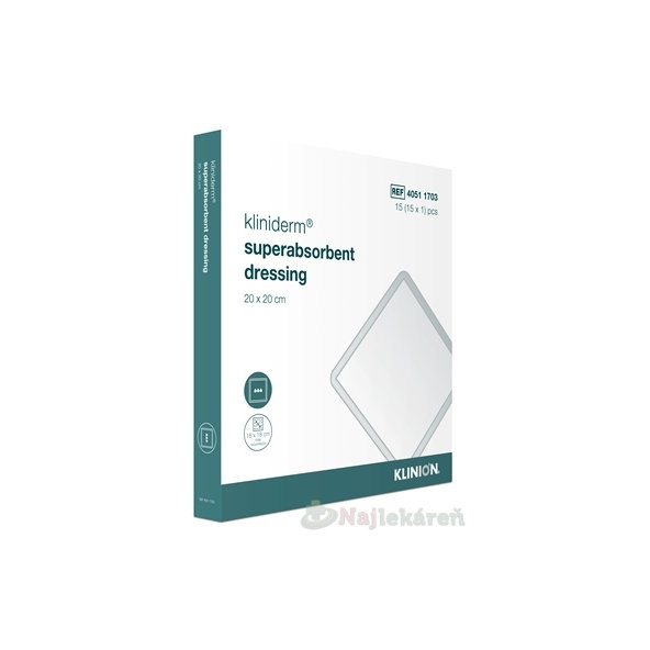 Kliniderm superabsorbent dressing krytie 20x20cm 15ks