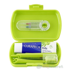 CURAPROX Kids Travel set cestovná sada ZELENÁ