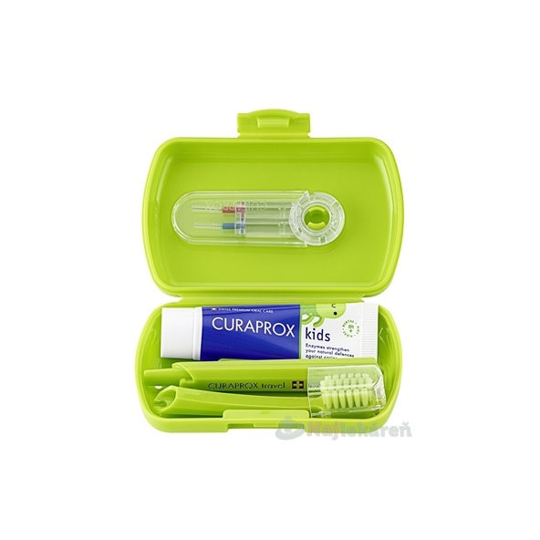 CURAPROX Kids Travel set cestovná sada ZELENÁ
