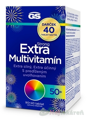 GS Extra Strong Multivitamín 50+ Darček 90 + 40 tabliet navyše kúpite na Najlekaren.eu