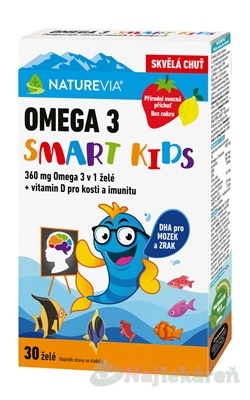 NatureVia Omega 3 Smart Kids želé cukríky pre normálnu činnosť srdca a mozgu pre deti 30 ks kúpite na Najlekaren.eu
