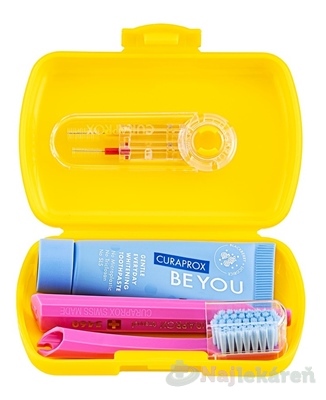 CURAPROX Travel set žltý dvojdržiak