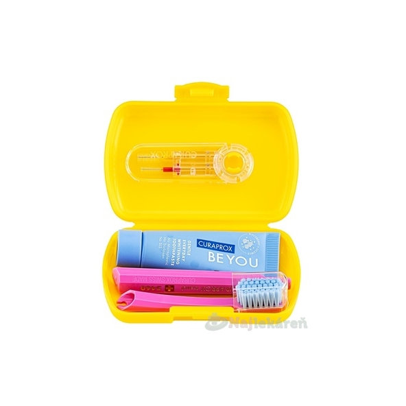CURAPROX Travel set žltý dvojdržiak