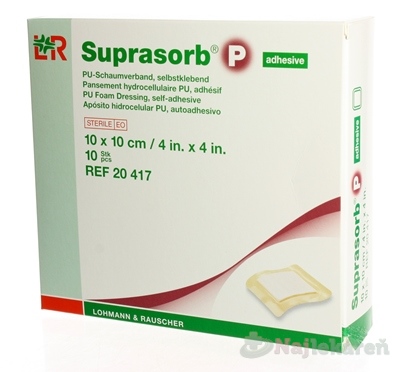 SUPRASORB P PU krytie na rany samolepiace 10x10cm 10ks