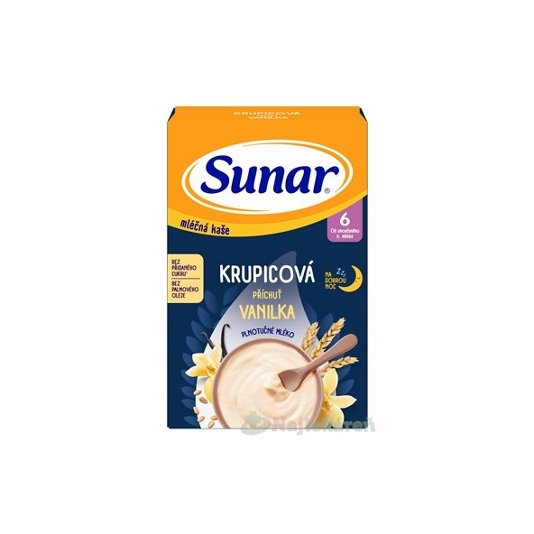 SUNAR mliečna KAŠA KRUPICOVÁ Na dobrú noc vanilka 6m+ 210 g