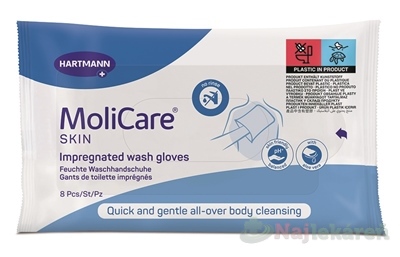 MoliCare SKIN Napustené umývacie rukavice modré 8 ks