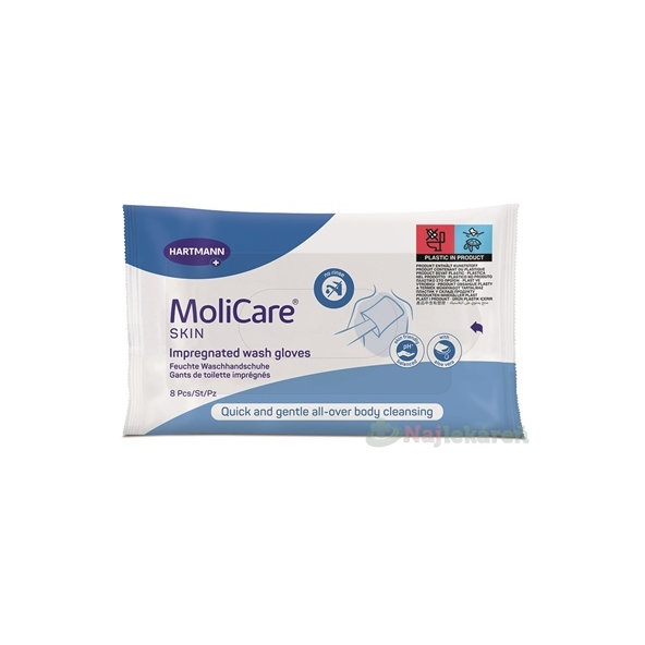 MoliCare SKIN Napustené umývacie rukavice modré 8 ks