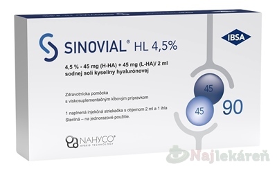 SINOVIAL HL 4,5 % intraartikulárny roztok kyseliny hyalurónovej 2 ml