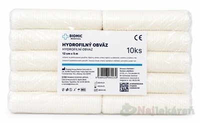 BIOMIC Obväz hydrofilný nesterilný 12 cm x 5 m 10 ks