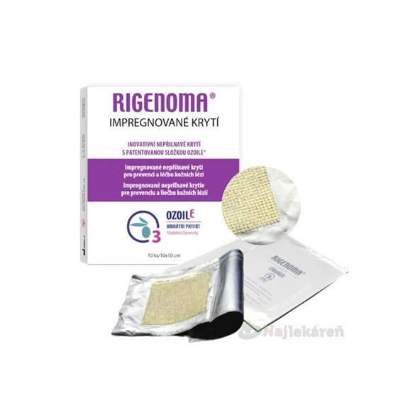 Rigenoma Impregnované krytie 10 × 10 cm 10 ks