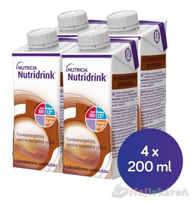 Nutridrink s čokoládovou príchuťou krabička 4 x 200 ml kúpite na Najlekaren.eu