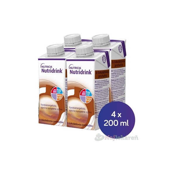 Nutridrink s čokoládovou príchuťou krabička 4 x 200 ml
