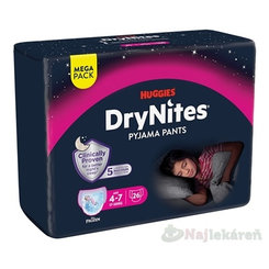HUGGIES DryNites M dievčatá 4-7 rokov MEGA 17-30 kg 26 ks