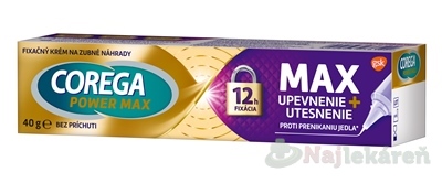COREGA POWER MAX UPEVNENIE + UTESNENIE fixačný krém na zubné náhrady 40 g