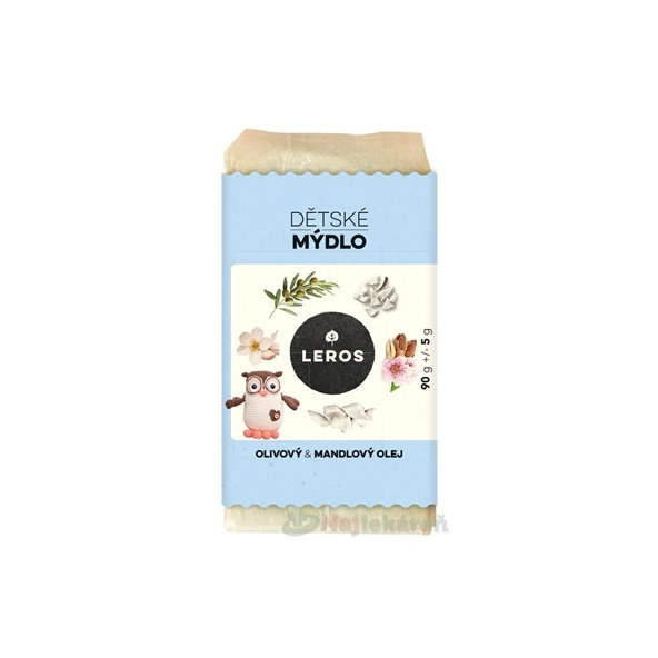 LEROS DETSKÉ MYDLO OLIVOVÝ & MANDĽOVÝ OLEJ tuhé mydlo 90 g