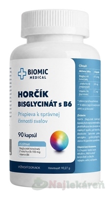 BIOMIC Horčík bisglycinát s Vitamínom B6 90 kapsúl