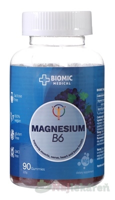 BIOMIC Magnézium + vitamín B6 90 želé cukríkov