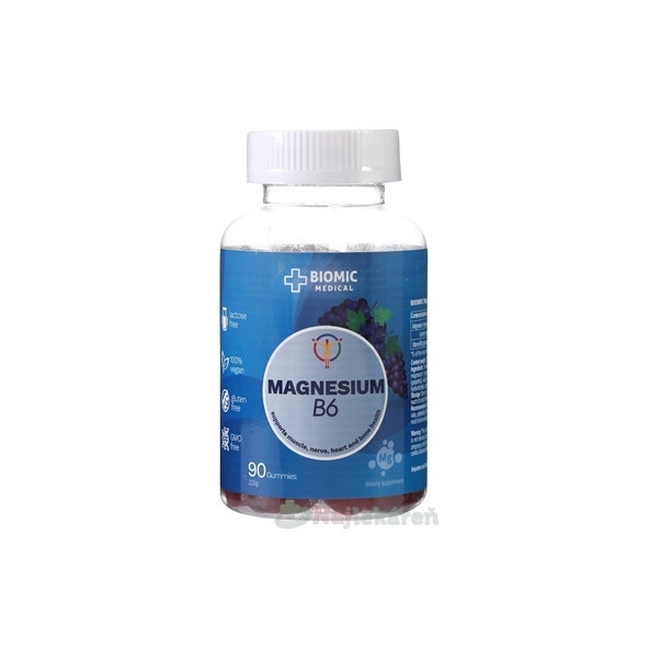 BIOMIC Magnézium + vitamín B6 90 želé cukríkov